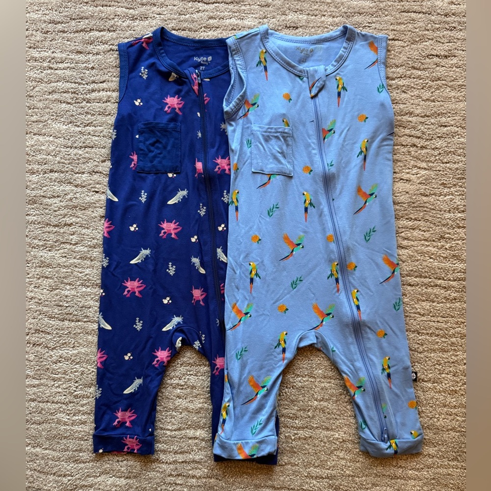 Kyte Baby Zippered Sleeveless Romper Bundle - 2T